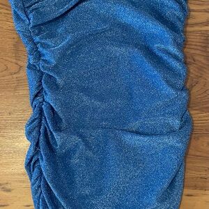 Shimmering Blue Ruched prom wedding party one shoulder dress 👗